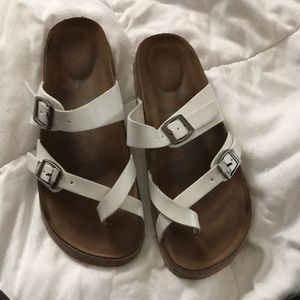 Women’s white mad love buckle sandals